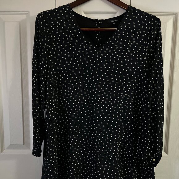 Madewell Starry Night Long Sleeve Silk Dress - Picture 1 of 5